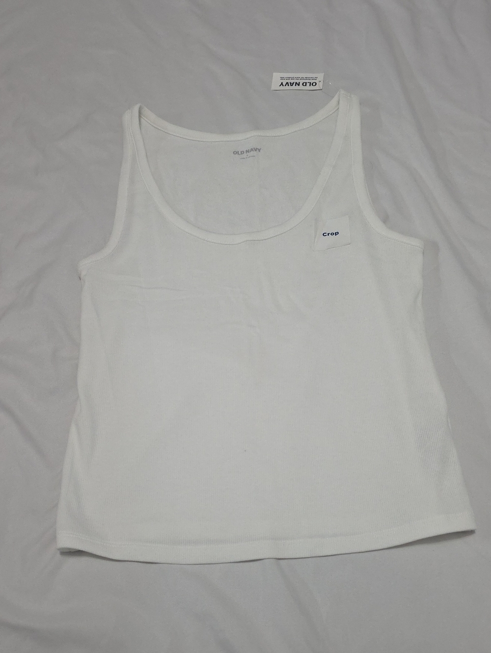 Old Navy White Ribbed Scoop Neck Crop Tank Top